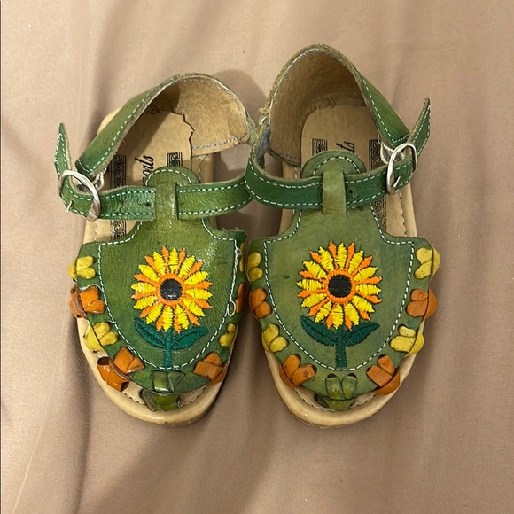 No Label Other - Green Sunflower Kids Mexican Sandals